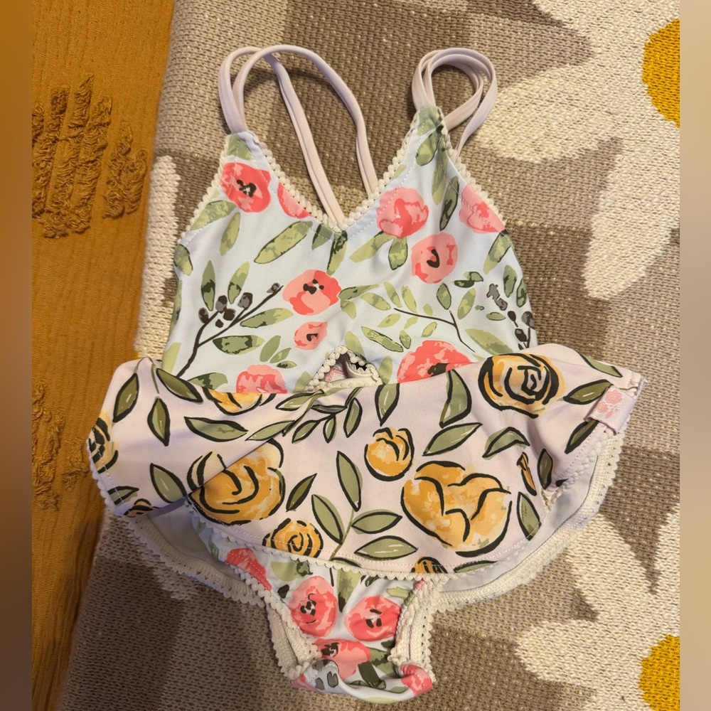 SweetHoney Floral Kids Swim One Piece - Pink, Yellow, Green